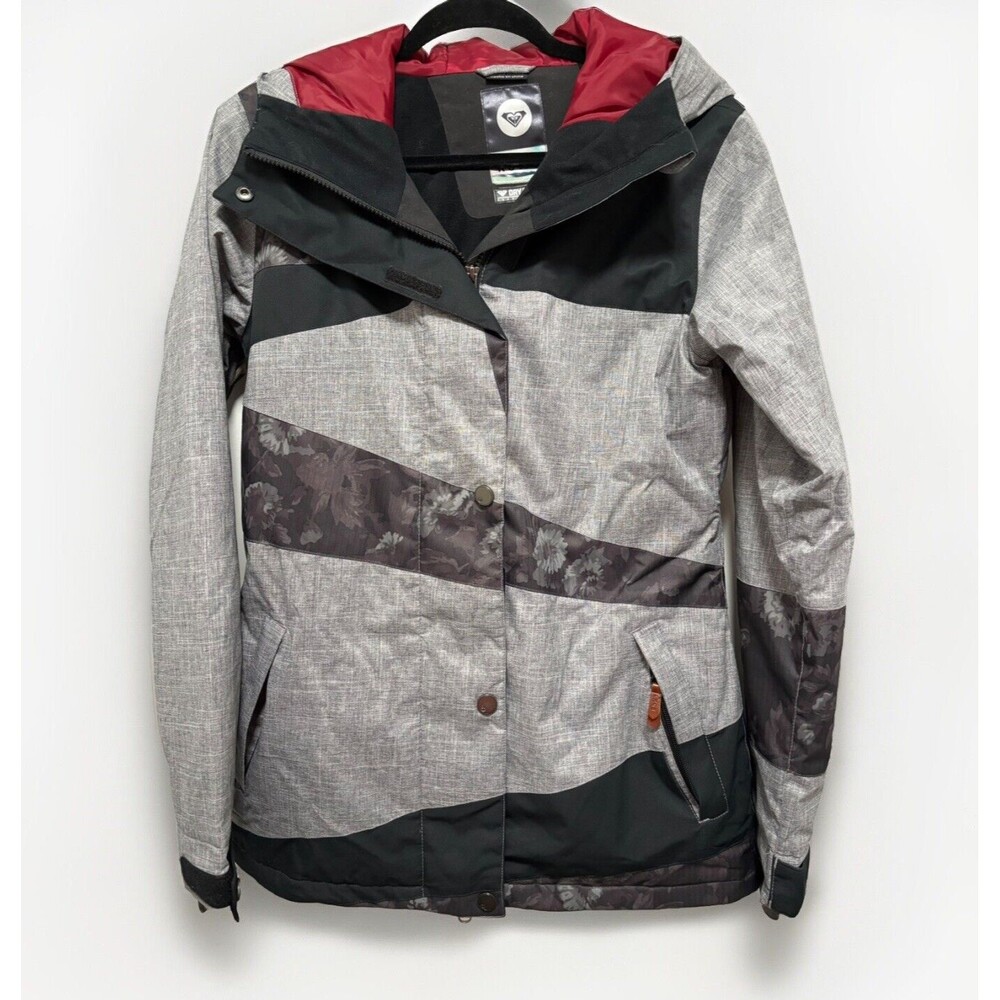 Roxy Rydell snowboarding Jacket  Insulated Hooded Full Zip Floral Grey  Coat  M